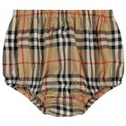 Baby Girls White & Beige Check Dress Set, 1, hi-res