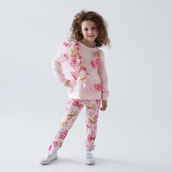 Girls Pink Bow Long Sleeve Top