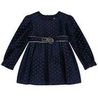Younger Girls Navy Blue & Gold Dress, 1, hi-res