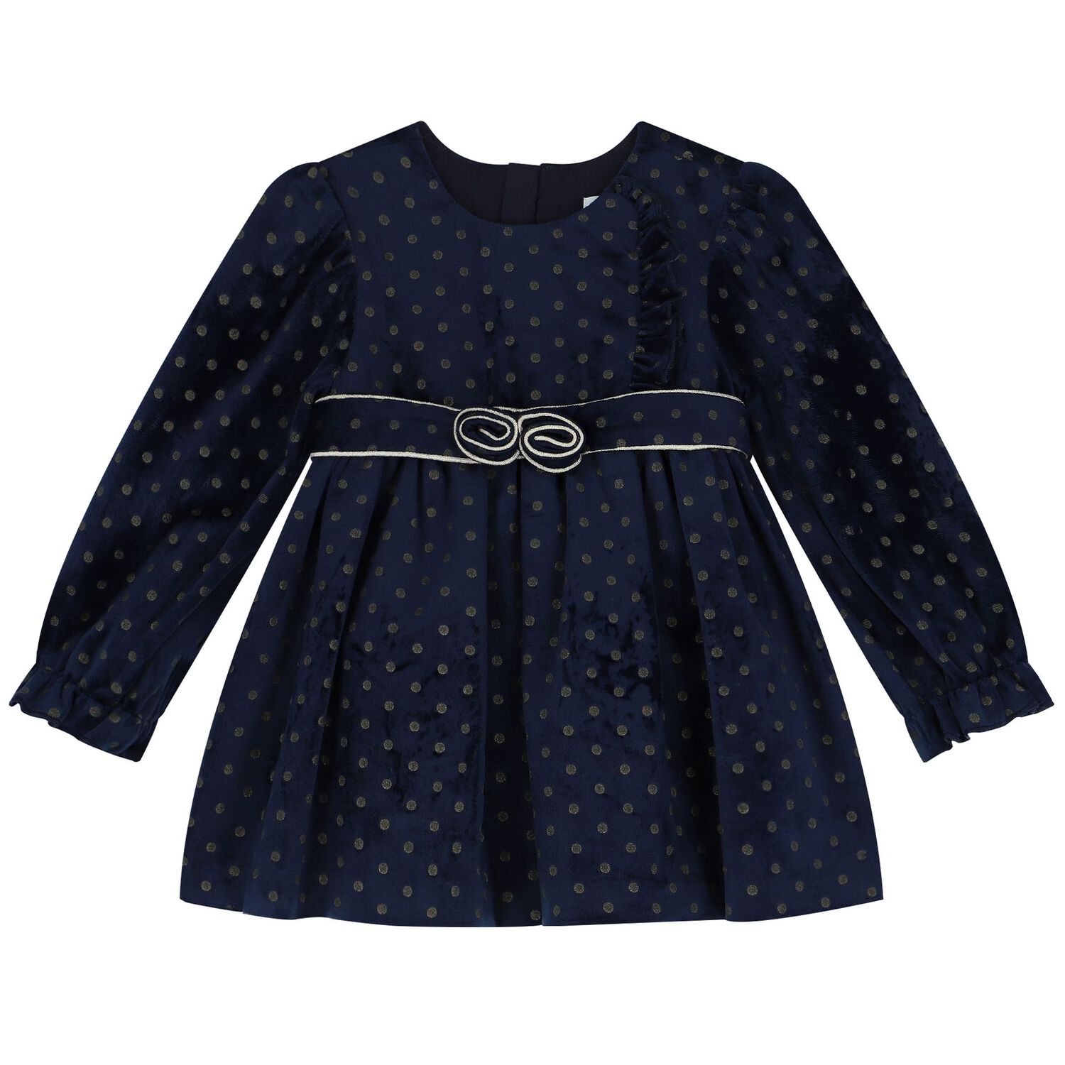 Younger Girls Navy Blue & Gold Dress, 1, hi-res image number null