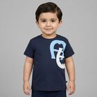 Younger Boys Navy Blue Logo T-Shirt, 3, hi-res
