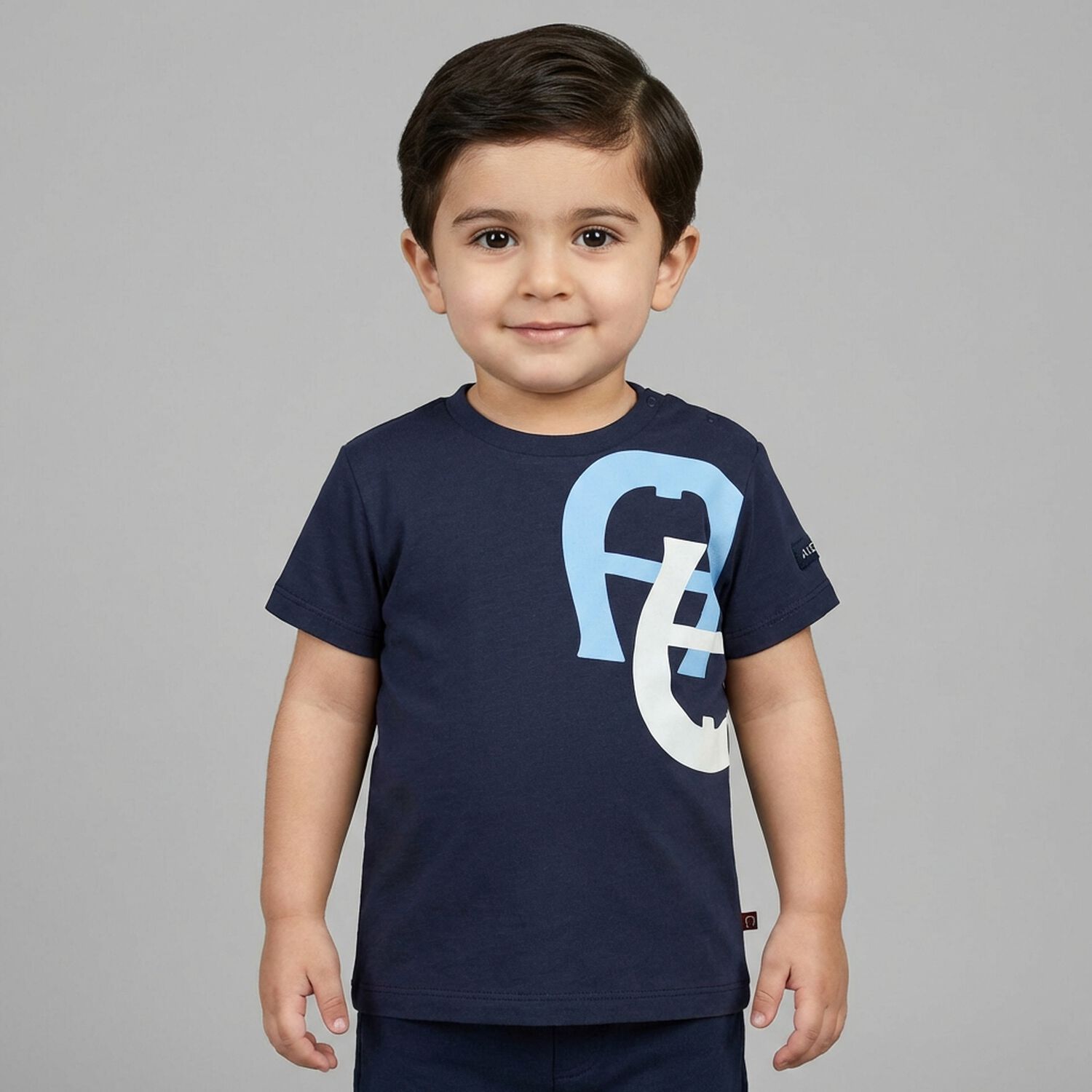Younger Boys Navy Blue Logo T-Shirt, 3, hi-res