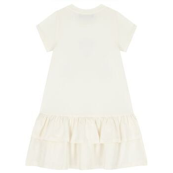 Girls Ivory Butterflies Logo Dress