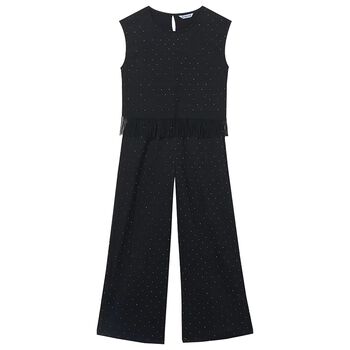 Girls Black Glitter Trousers Set