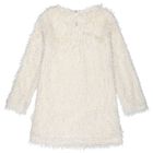 Girls Beige Metallic Fringed Dress, 1, hi-res