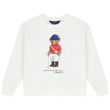 Boys White Polo Bear Sweatshirt