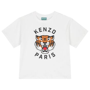 KENZO KIDS تيشيرت أولاد بالشعار باللون الأبيض, 2 تيشيرت أولاد بالشعار باللون الأبيض