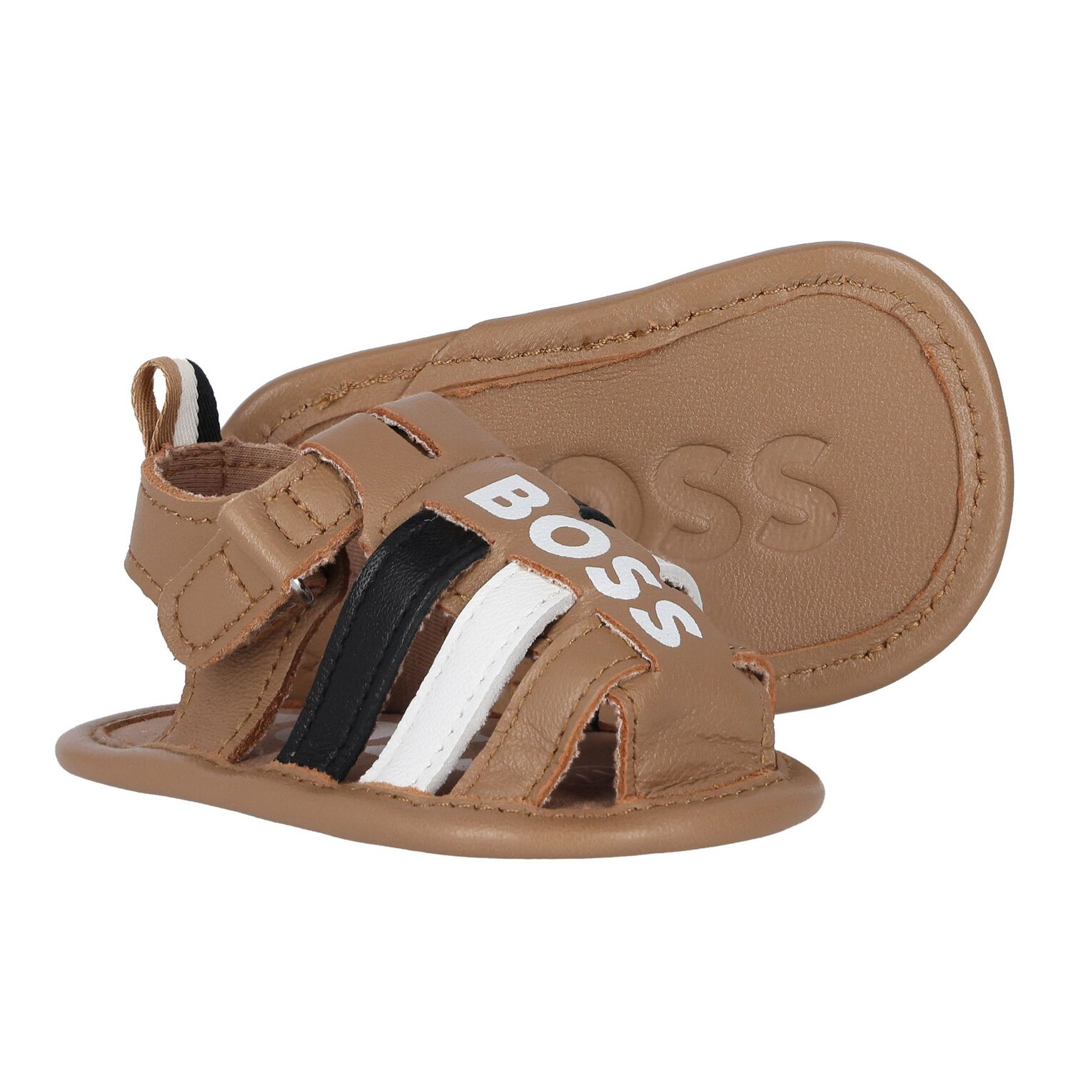 Baby Boys Beige Logo Sandals, 2, hi-res image number null