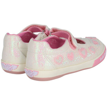 Girls Ivory Iridescent Logo Sequin Shoes