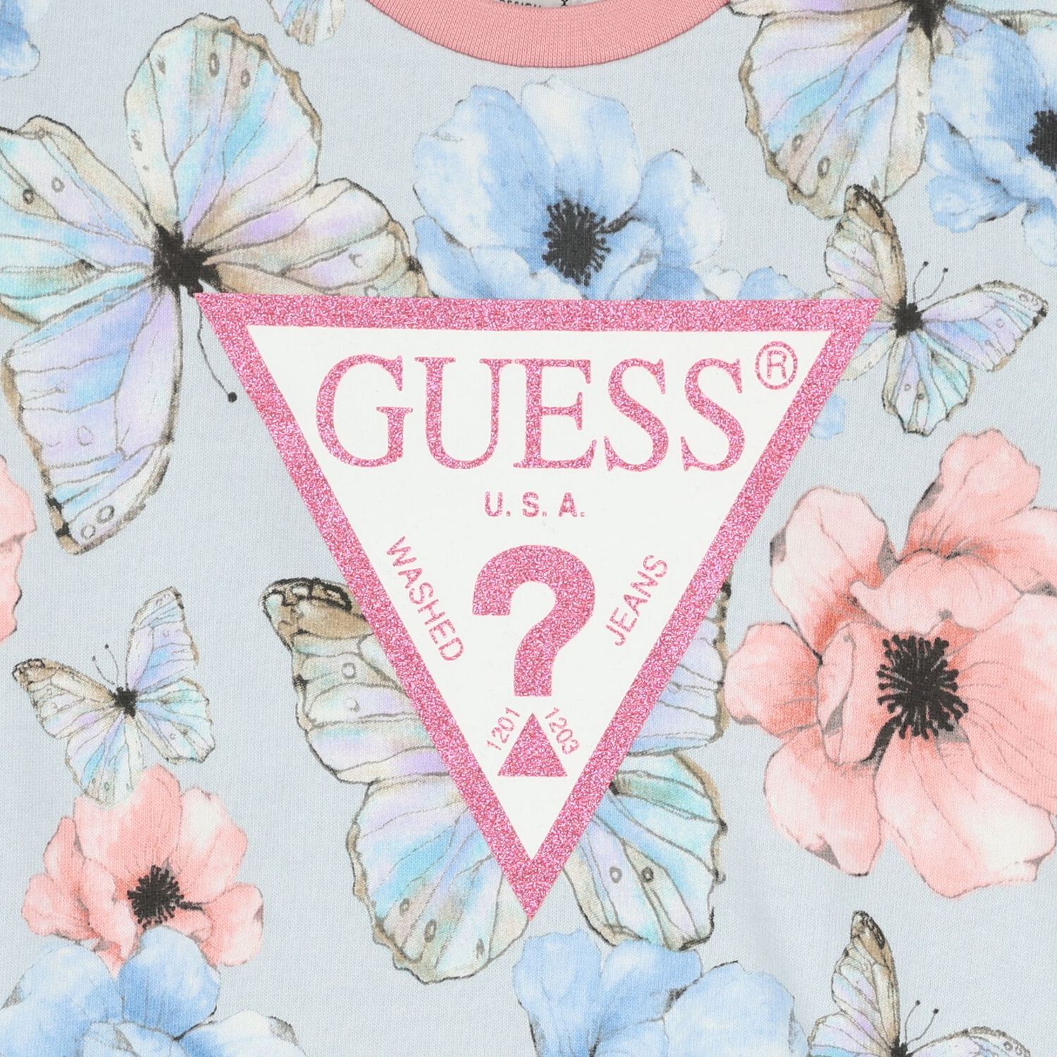 سويت شيرت بنات بالشعار بطبعه فراشات وزهور باللون الوردى والازرق , 2, hi-res