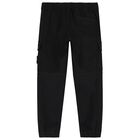 Boys Black Logo Trousers, 1, hi-res