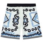 White & Blue Logo Marina Shorts, 1, hi-res
