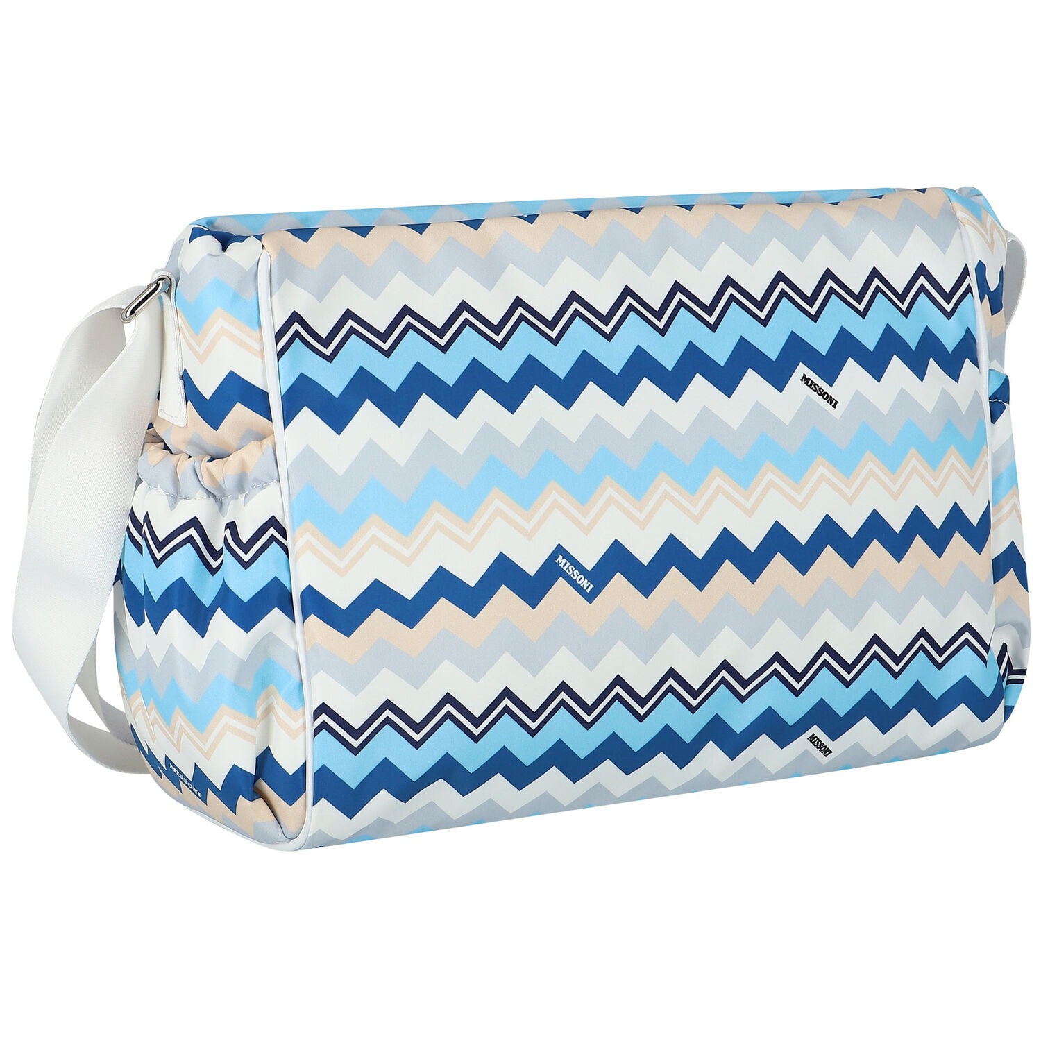 Blue & White Zigzag Baby Changing Bag, 1, hi-res image number null