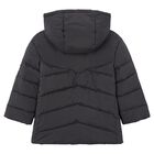 Boys Grey Long Quilted Jacket, 1, hi-res