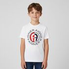 Boys White & Navy Logo T-Shirt, 2, hi-res