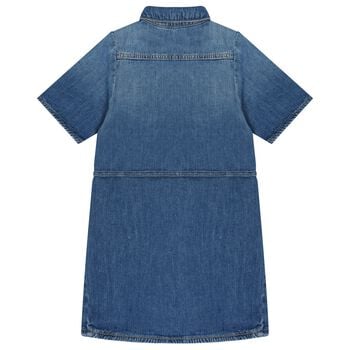 Girls Blue Logo Denim Dress