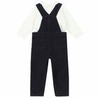 Baby Boys Navy & Ivory Dungaree Set, 1, hi-res