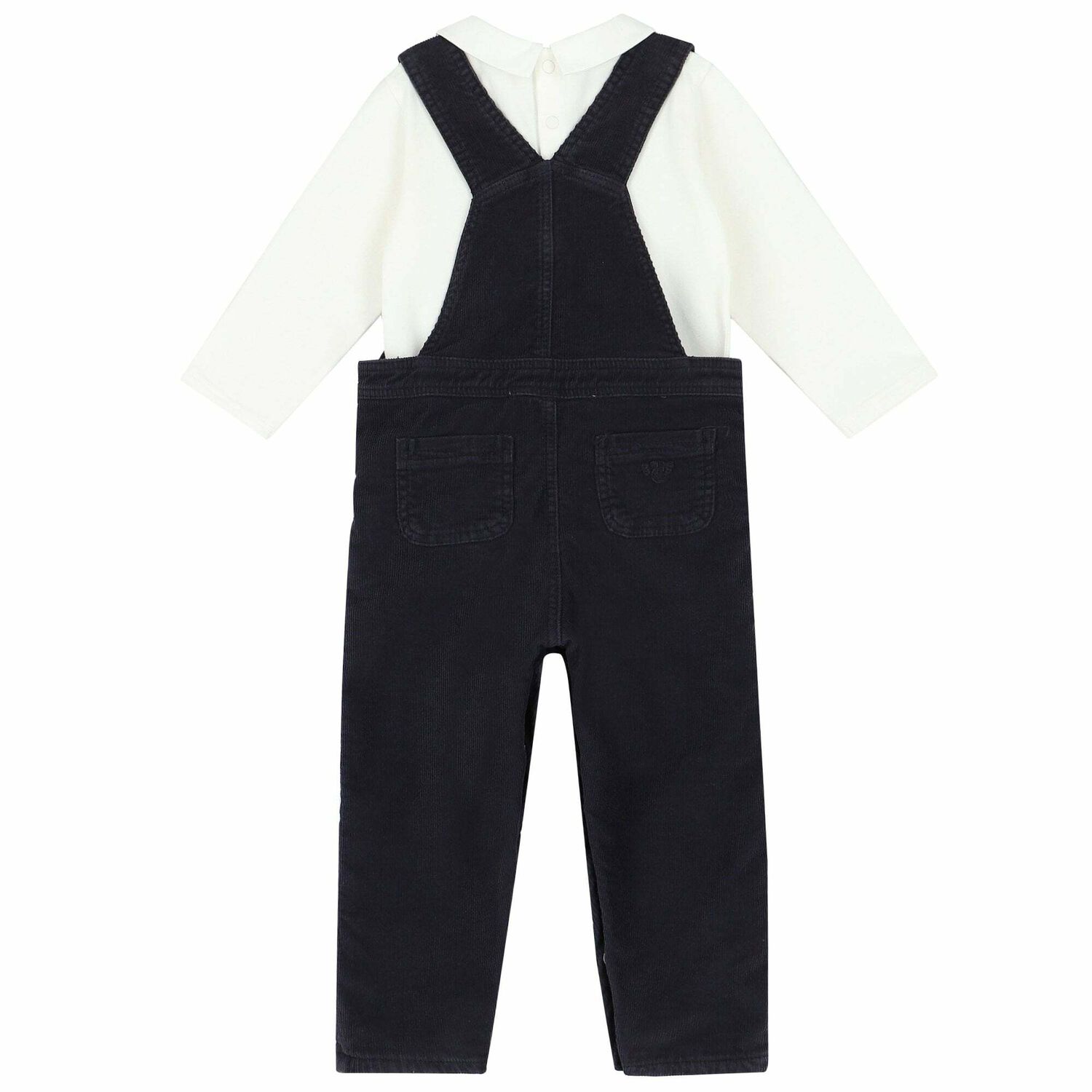 Baby Boys Navy & Ivory Dungaree Set, 1, hi-res