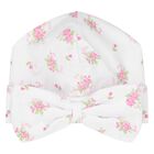 Baby Girls White & Pink Rose Hat, 1, hi-res