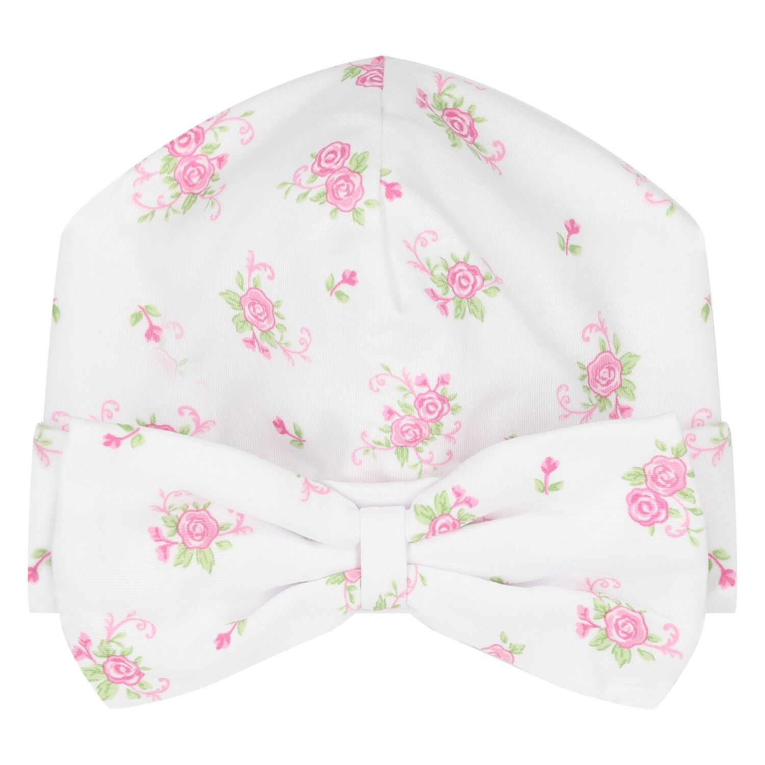 Baby Girls White & Pink Rose Hat, 1, hi-res image number null