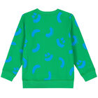 Boys Green Smiley Sweatshirt, 1, hi-res