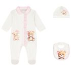 Baby Girls Ivory Teddy Bear Babygrow Gift Set, 1, hi-res