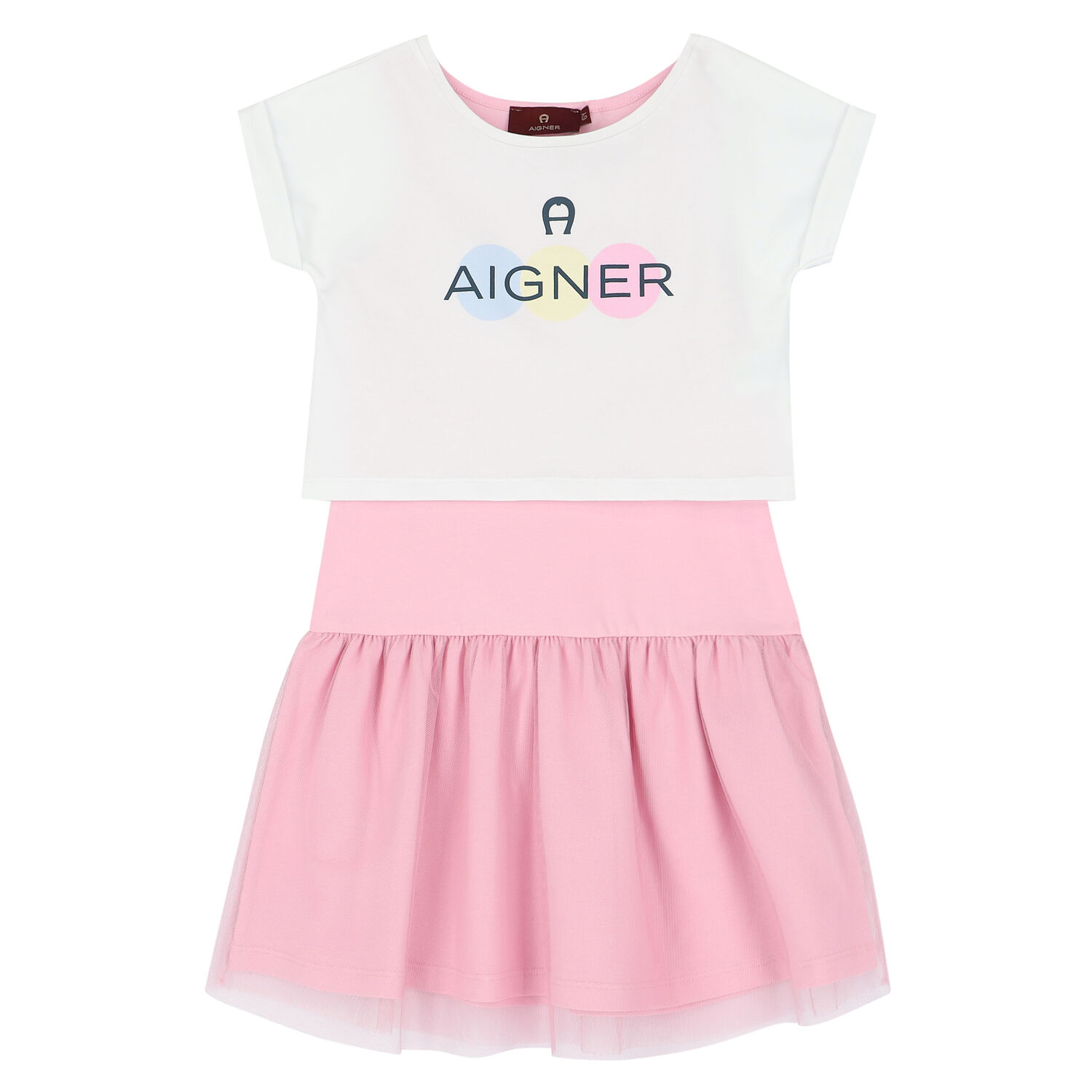 Girls Pink & White 2 in 1 Logo Dress Set, 1, hi-res image number null