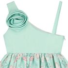 Girls Mint Green Floral Dress, 1, hi-res