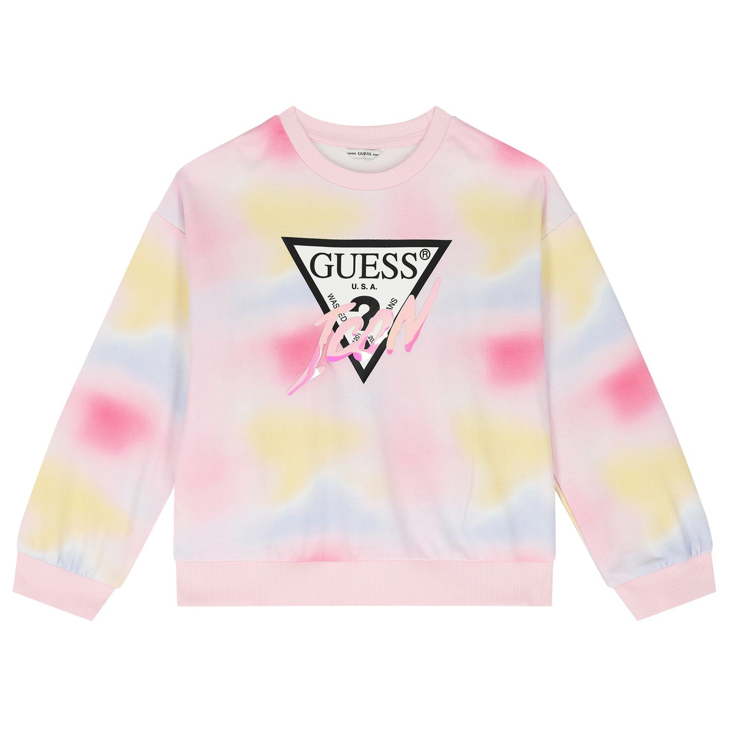 Girls Pink & Yellow Logo Sweatshirt, 1, hi-res image number null