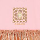 Younger Girls Pink & Gold Logo Dress, 2, hi-res