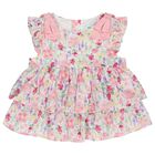 طقم شورت بنات بالزهور باللون الوردى, 1, hi-res