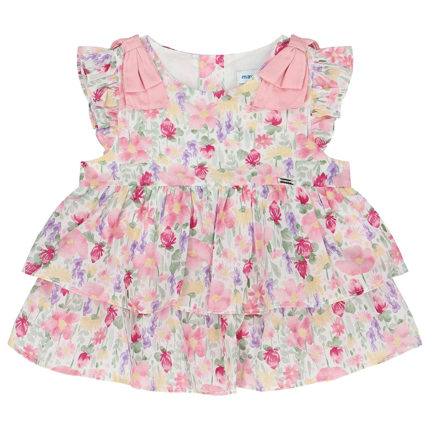 طقم شورت بنات بالزهور باللون الوردى, 1, hi-res