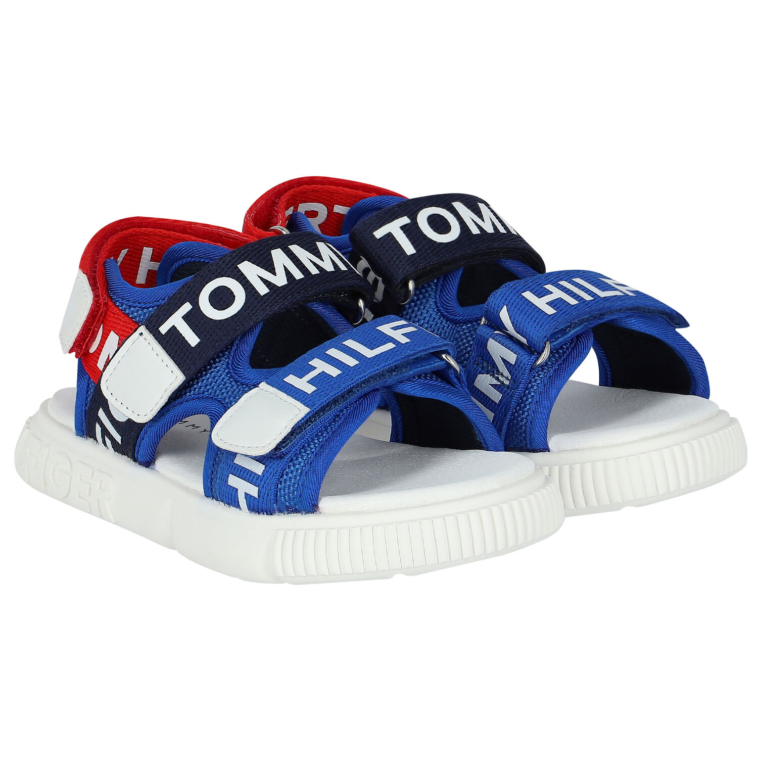 Blue, White & Red Logo Sandals, 1, hi-res