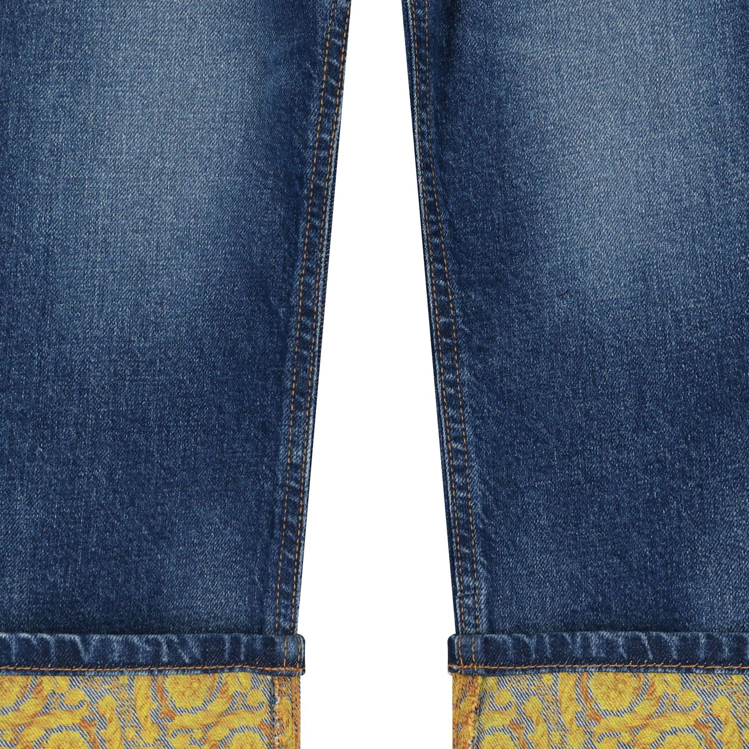 بنطلون جينز دينيم بنات بالشعار باللون الازرق, 1, hi-res