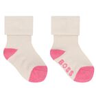 Baby Girls Pink & Beige Logo Socks ( 3-Pack ) , 1, hi-res