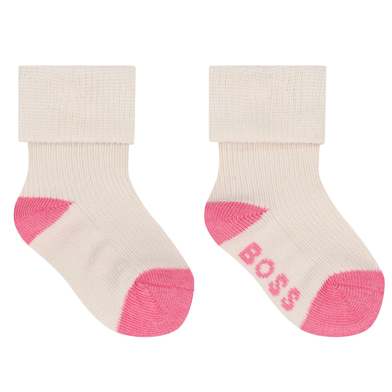 Baby Girls Pink & Beige Logo Socks ( 3-Pack ) , 1, hi-res