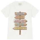 تيشيرت بالشعار باللون العاجى, 1, hi-res