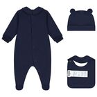 Navy Blue Teddy Bear Logo Babygrow Gift Set, 3, hi-res