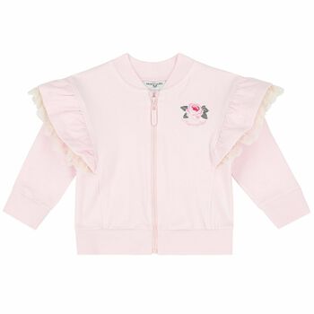 Younger Girls Pink Rose Zip Up Top