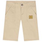 Boys Beige Logo Shorts, 2, hi-res