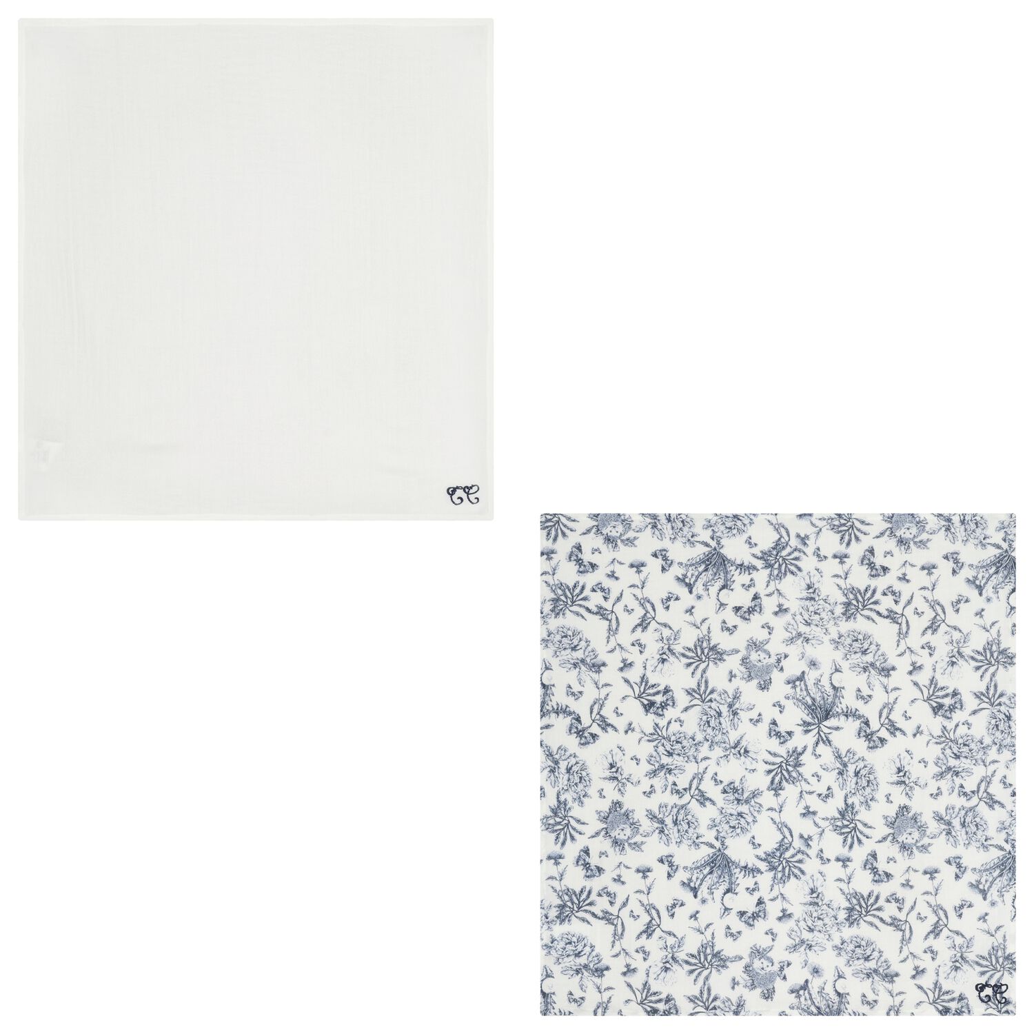 Navy Blue & White Toile De Jouy Muslin Swaddles ( 2-Pack ), 1, hi-res