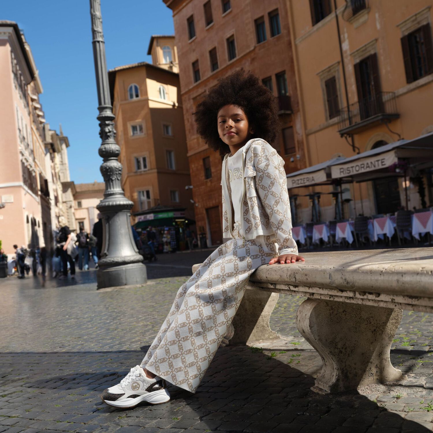 Girls White Logo Long Sleeve Top, 1, hi-res