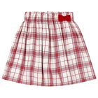 Girls White & Red Plaid Skirt, 1, hi-res