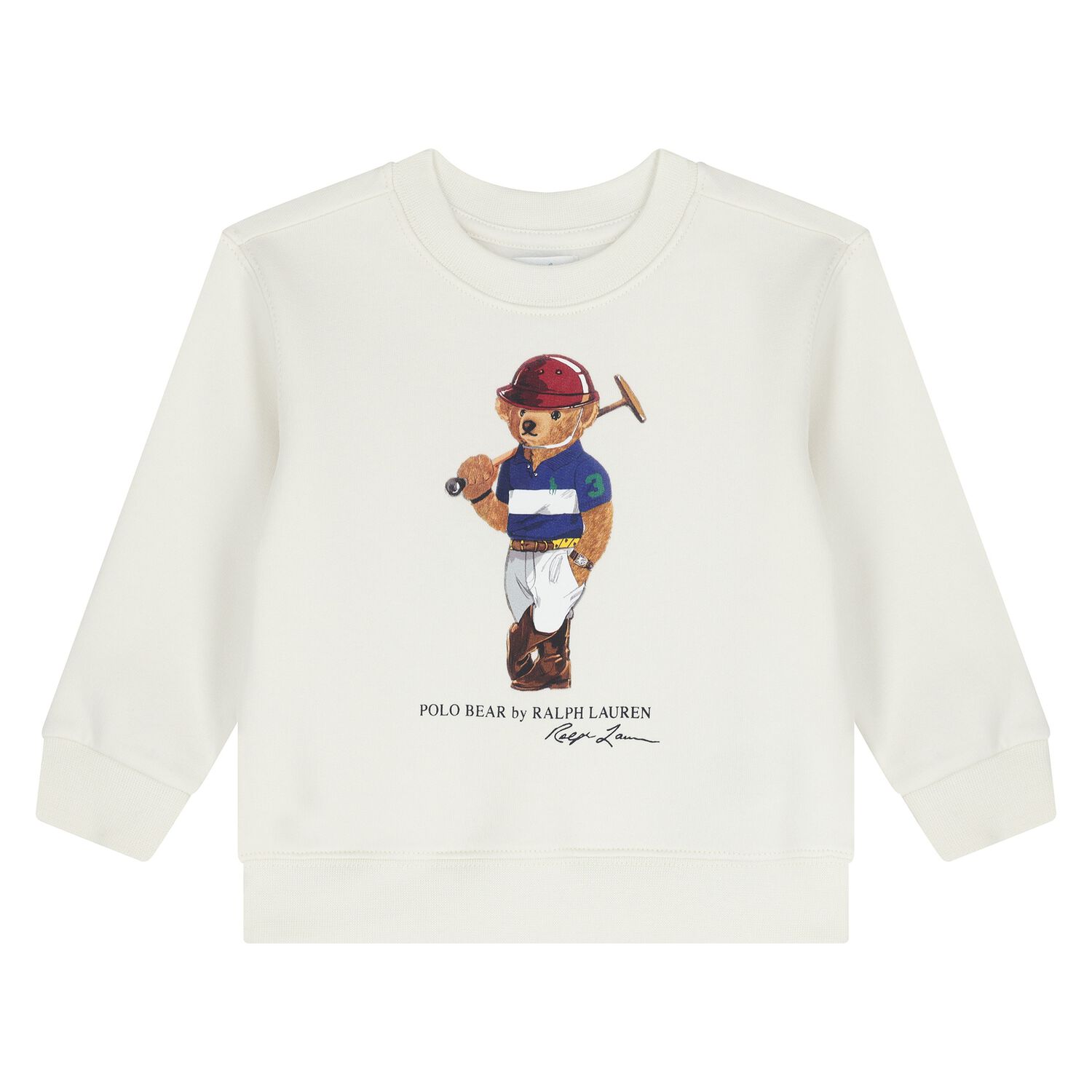 Baby Boys White Teddy Bear Logo Sweatshirt, 1, hi-res