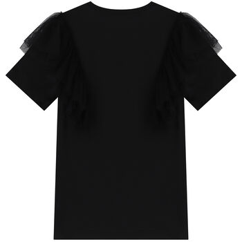 Girls Black Logo Ruffled Dress