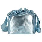 Girls Blue Metallic Faux Leather Handbag, 1, hi-res