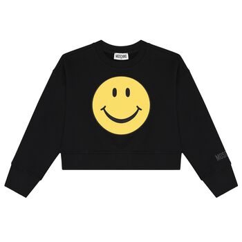 Girls Black Smiley Sweatshirt