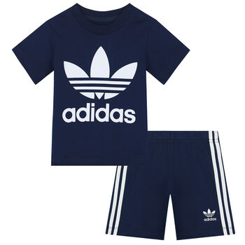 Younger Boys Navy Logo Shorts Set