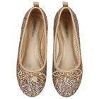 Girls Gold Glitters Ballerina Shoes, 1, hi-res