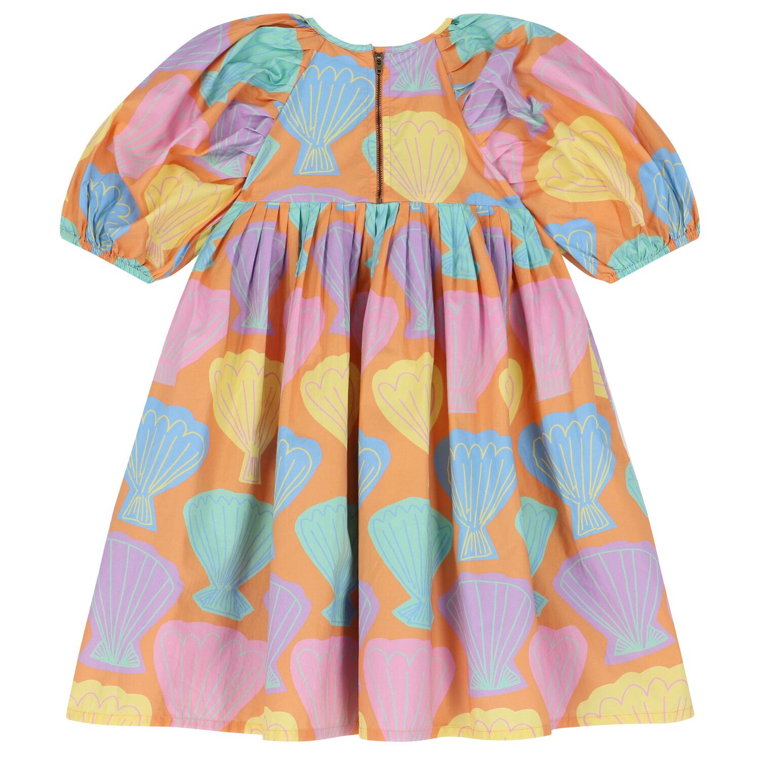 فستان بنات بطبعة الصدف باللون البرتقالى, 1, hi-res